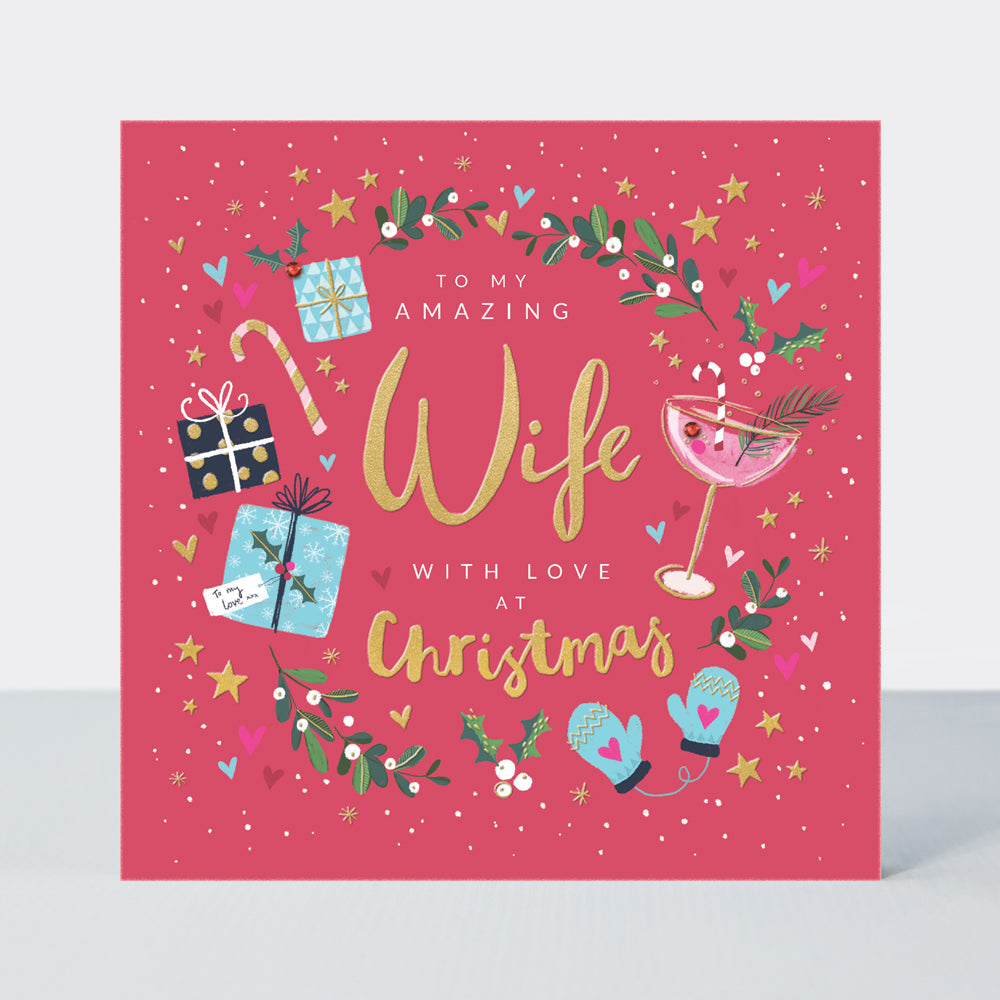 Mistletoe & Wine - Wife Christmas Card