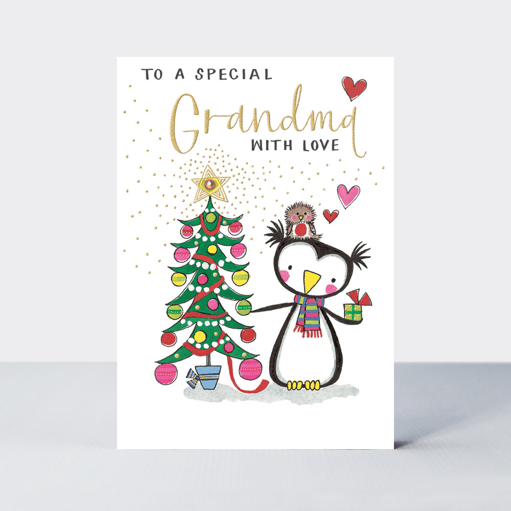 Sugar Plum - Special Grandma/Penguin &amp; Tree - Greetings Card