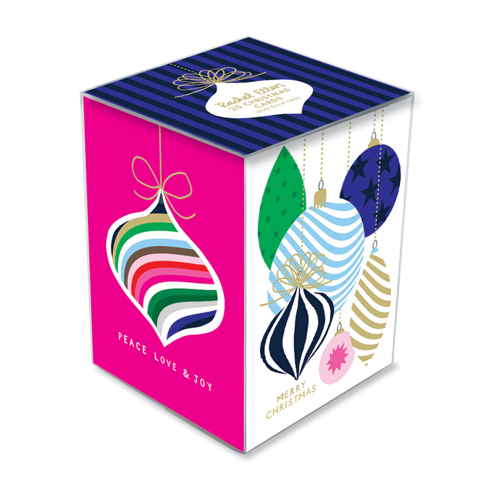 Rectangular Christmas Card Box - Baubles &amp; Bottles - Box of 20 Cards