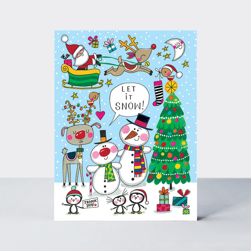 Rectangular Christmas Card Box - Santa &amp; Friends - Box of 20 Cards