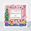 Christmas Card - Wonderful Daughter - Tree & Cat