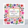 Christmas Card - Mummy - Hearts & Stockings