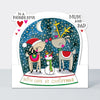 Christmas Card Side by Side - Wonderful Mum & Dad/Reindeer Snow Globe