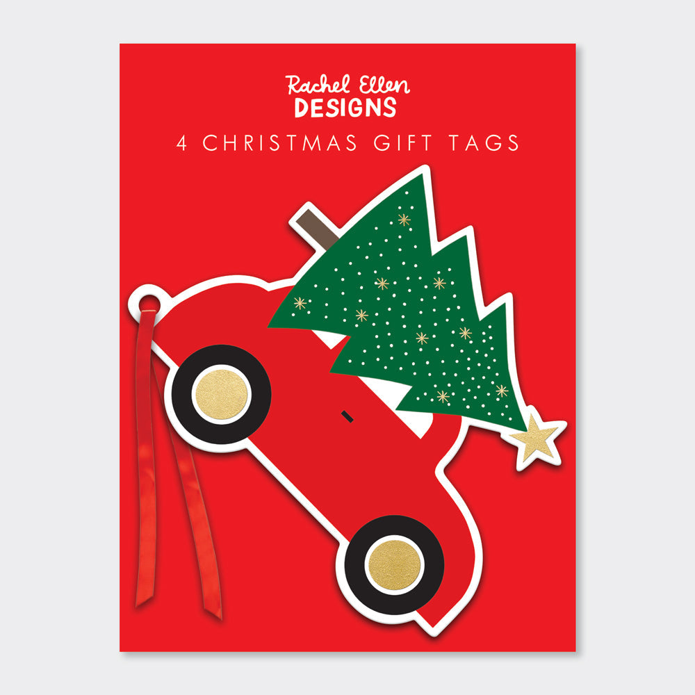 Pack of 4 Gift Tags - Christmas Tree & Car