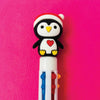 Six Colour Ballpoint Christmas Pen - Penguin Topper