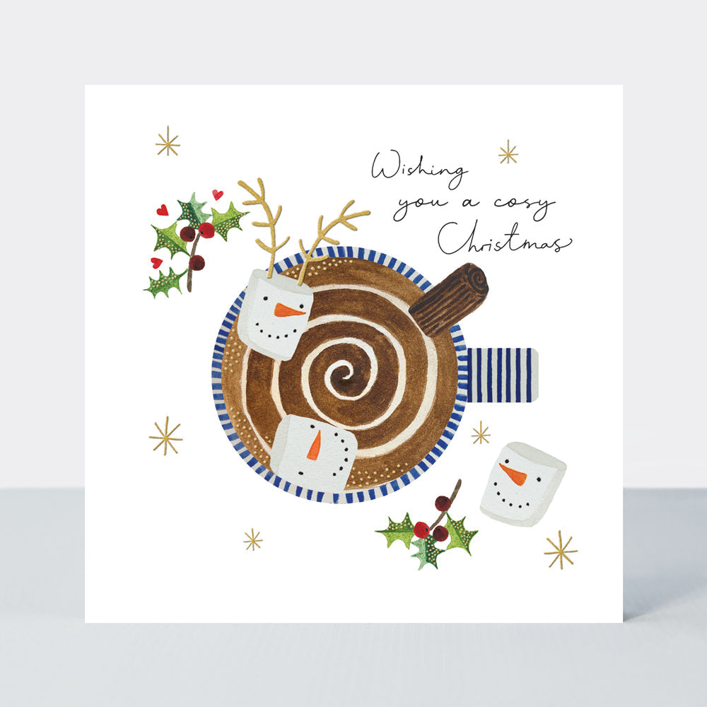 Yule Log Christmas Card - Wishing You a Cosy Christmas