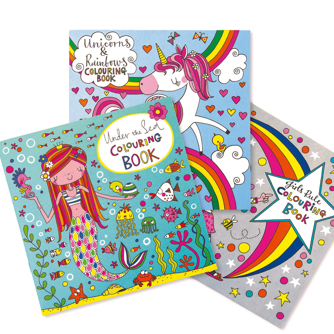 Mermaids, Unicorns &amp; Girls Rule Colouring Book Set of 3