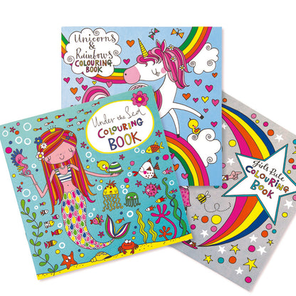 Mermaids, Unicorns &amp; Girls Rule Colouring Book Set of 3