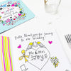 Inside page of wedding activity book showing colouring activities for young guests
