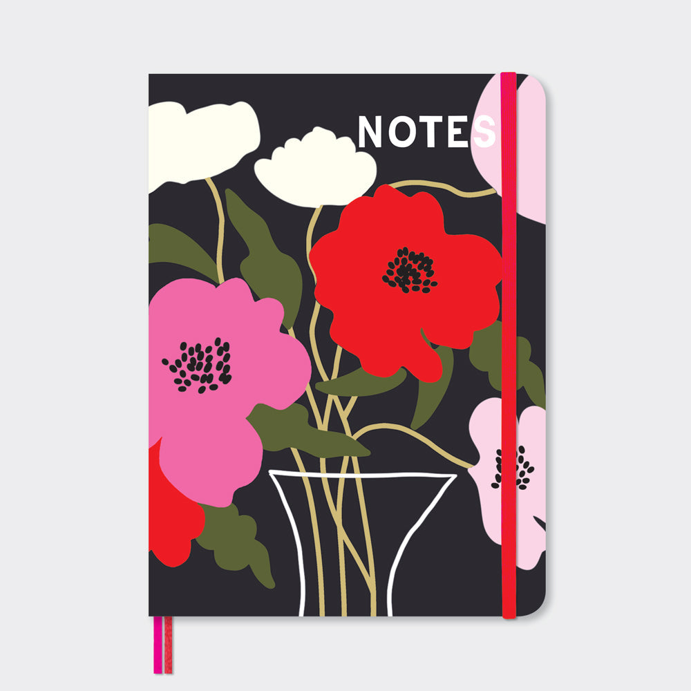 A5 Notebook - Notes Florals | Red & Pink Design
