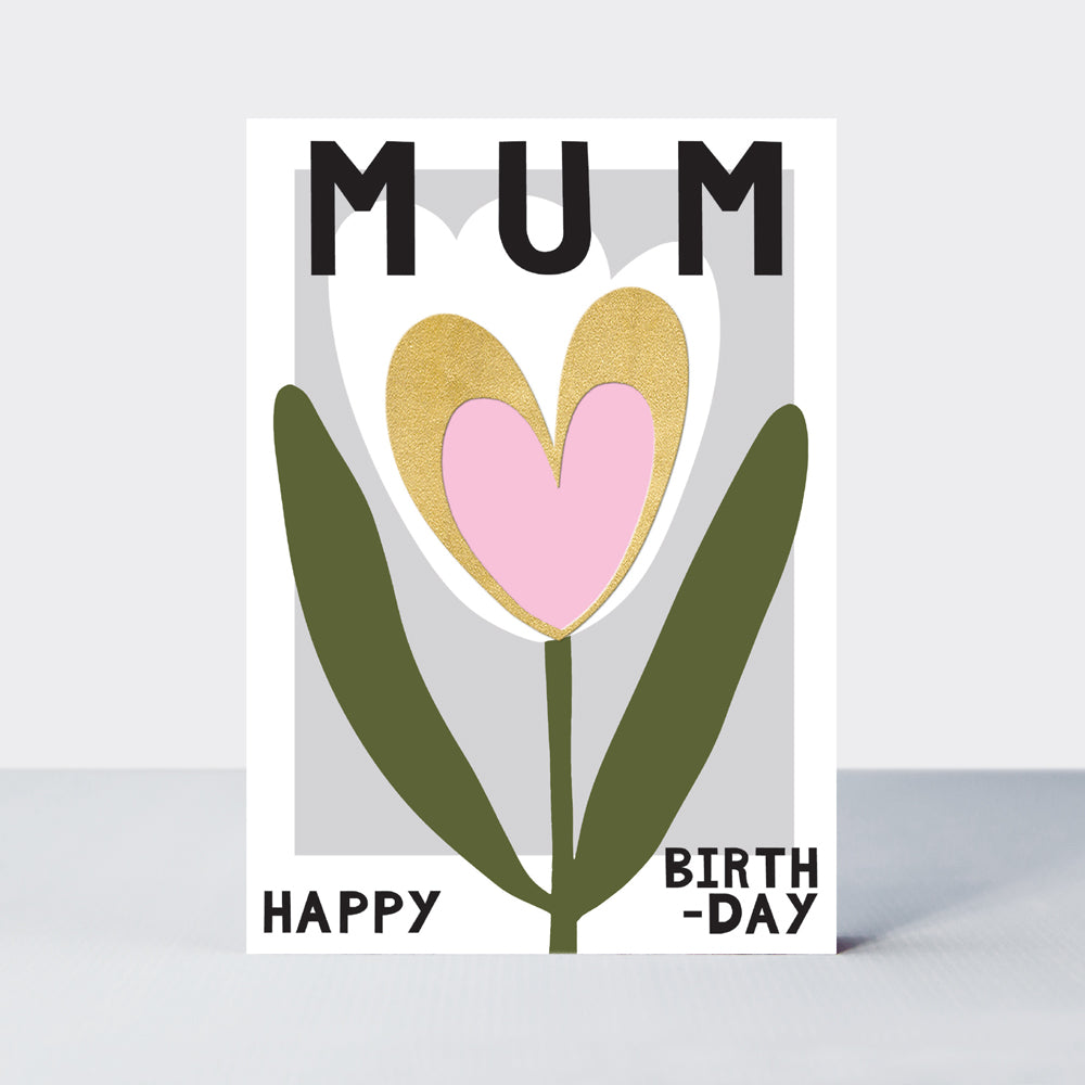 Belle - Mum Birthday Tulip &amp; Love Heart  - Birthday Card