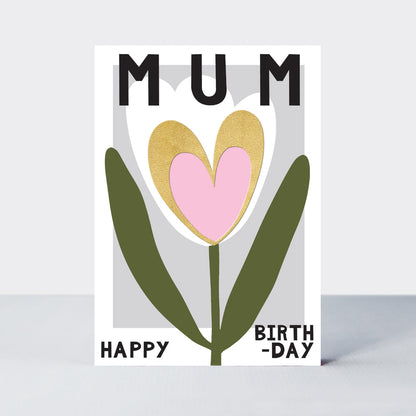 Belle - Mum Birthday Tulip &amp; Love Heart  - Birthday Card