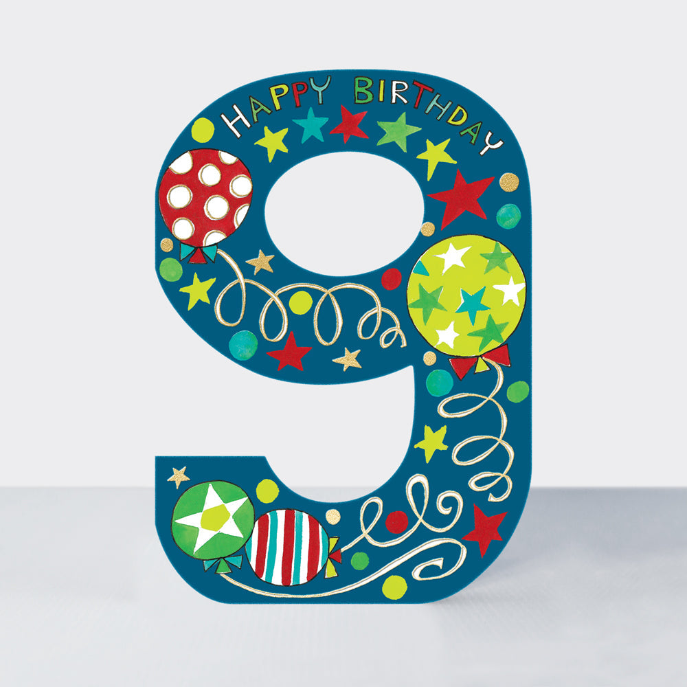 Cookie Cutters - Age 9 Balloons  - Birthday Card
