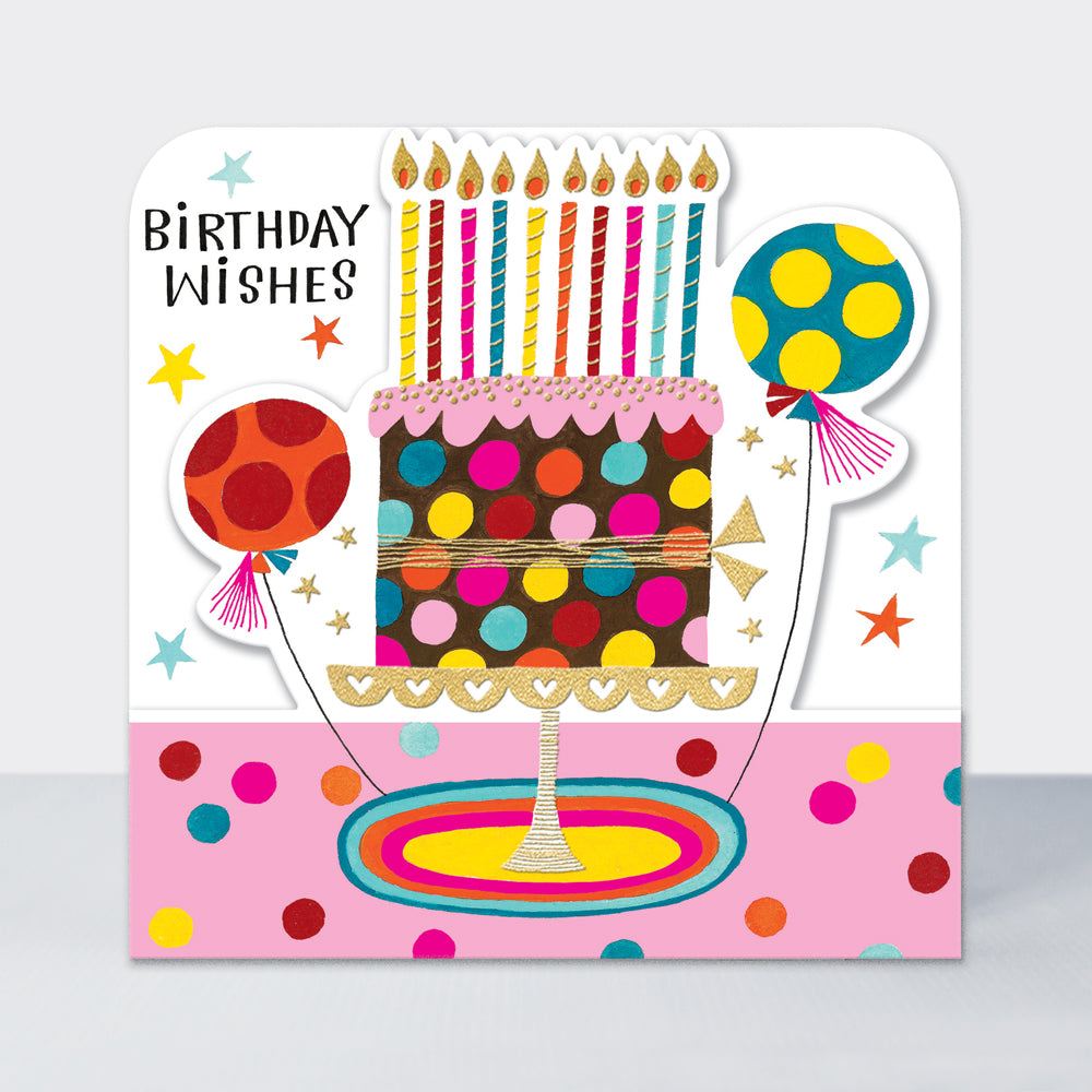Side by Side - Birthday Wishes Cake & Balloons  - Birthday Card