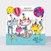 Side by Side - Happy Birthday Party Cats & Balloons  - Birthday Card