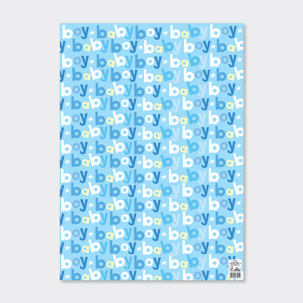 Gift Wrap Sheet  - Blue Baby Boy